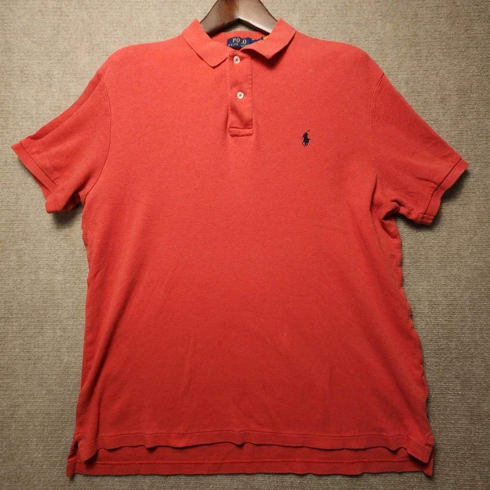 Polo Ralph Lauren Polo Shirt Mens Large Red Short Sleeve Pony Logo Cotton